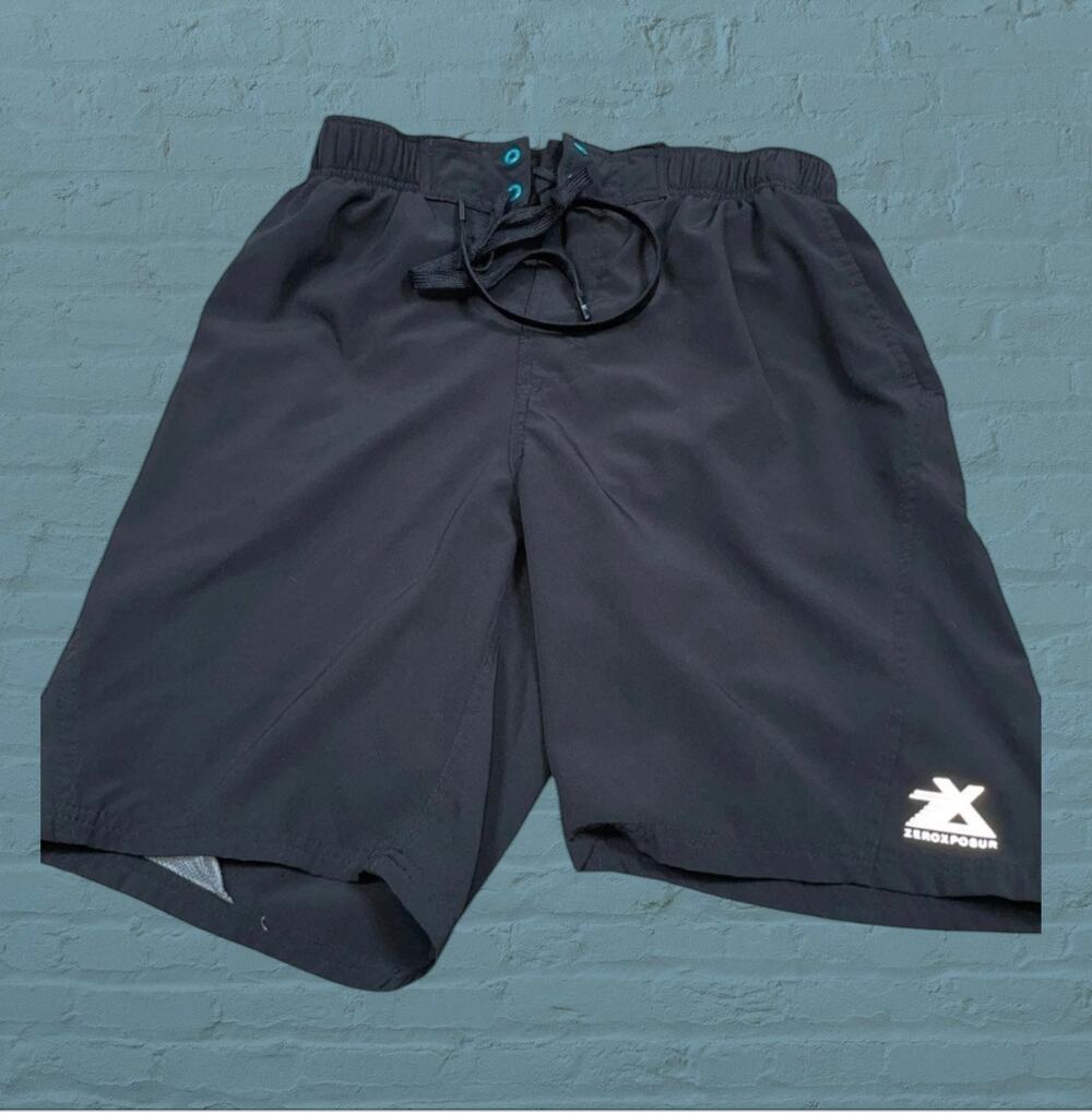 ZeroXposur Boys M Swim Trunks Board Shorts Black UPF 50+ Offshore Beach 10/12